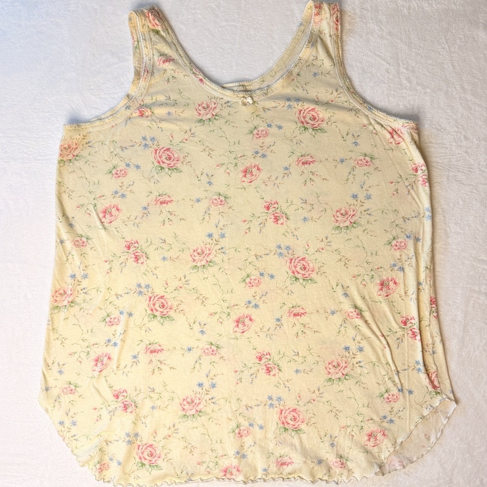 VTG Y2K Amanda Stewart 2X Plus Size Floral Tank Top Cottagecore Coquette Rose